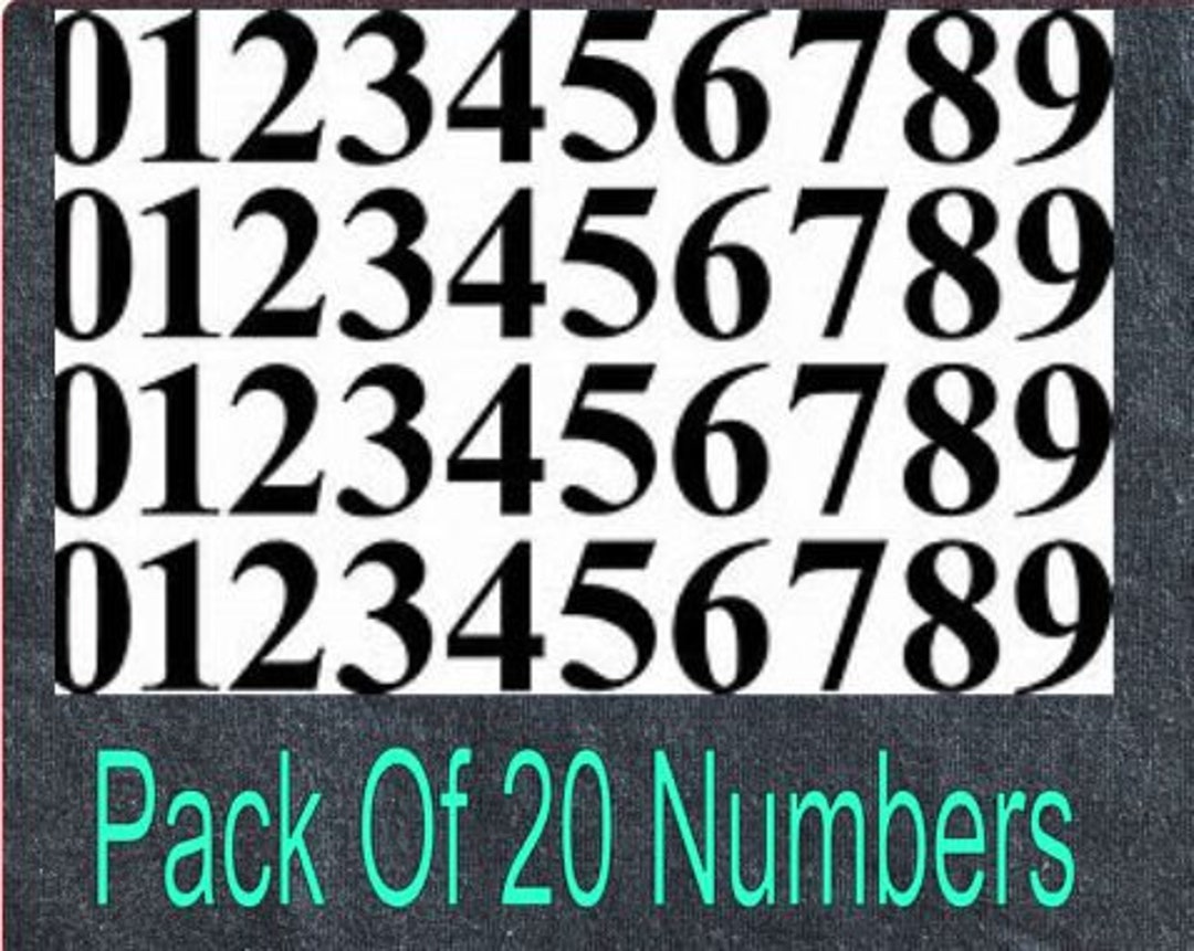 Set of 20 Vinyl Sticker Numbers Arial Font Etsy