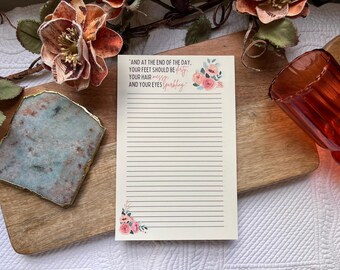 Handmade Tear-Off Notepad. To-Do list, shopping list. Watercolor floral, inspirational notepad. Hostess gift, gifts for moms, nature lovers.