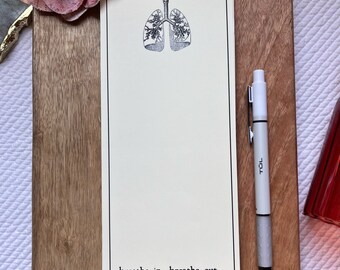Handmade Tear-Off Notepad. Meredith Grey/Grey's Anatomy. Strathmore writing paper in natural linen. "Breathe In. Breathe Out. And Decide."