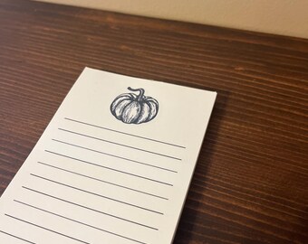 Handmade Tear-Off Notepad. Sketched pumpkin, seasonal, fall. To-do list pad.