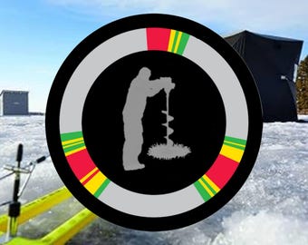 Vinylsticker ijsvissen, waterdichte sticker visser