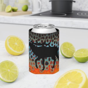 Fishing Koozie, Hunting Koozie, Can Cooler, Beer Coozie, Trout Koozie, Bull Elk Can Cooler, Hunting Can Cooler
