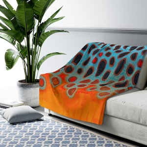Trout Pattern Fleece Blanket: Cozy Fishing Gift
