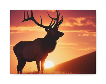 Bull Elk Canvas Art: Hunting Decor Gift