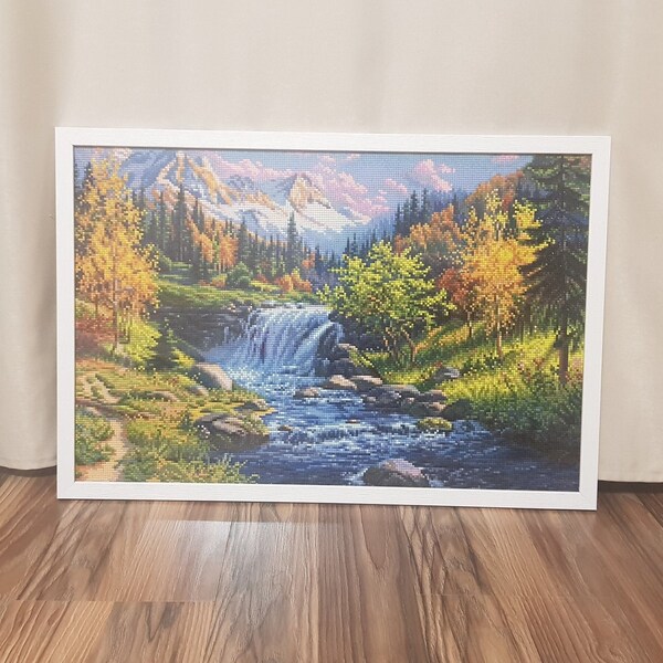 Wand Kunst Wohnkultur Landschaft Blick Wasserfall Diamant Malerei abgeschlossen Herbst Natur