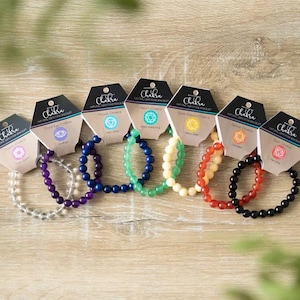 Natürliche Chakra Edelstein Kristallheilung Stretch Armband Set