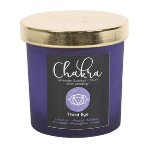 Third Eye Chakra Amethyst Candle for Healing & Meditation - Lavender Scented Crystal Soy Wax Aromatherapy Candle