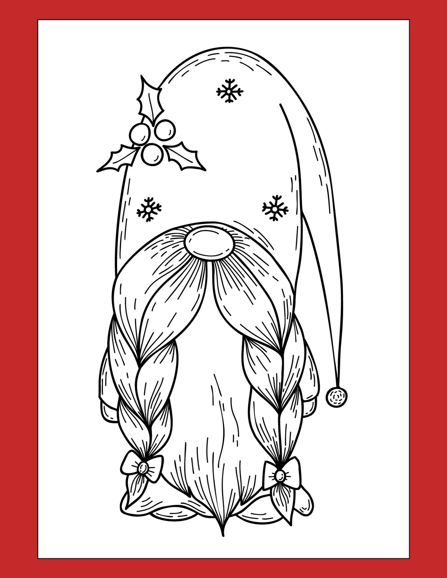 Red & Black Christmas Gnomes Coloring Book Etsy