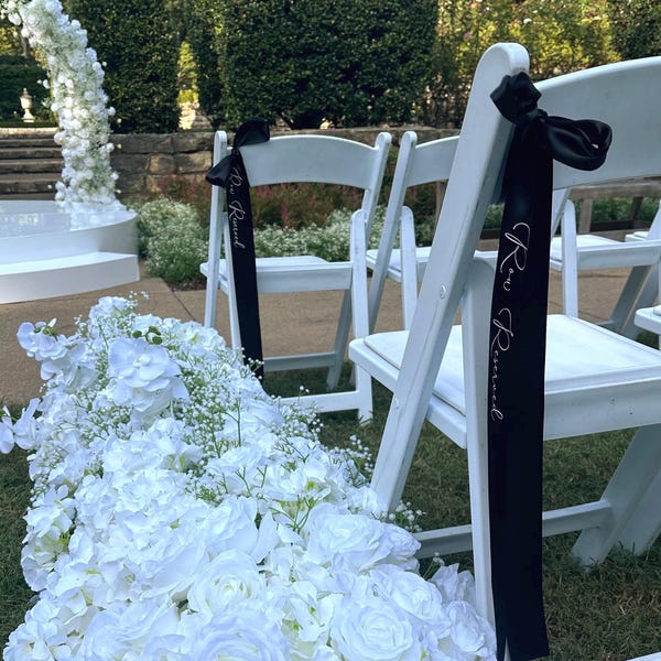 Row Reserved Ribbon for Wedding Chair during Wedding Ceremony or Wedding Reception. Reserved Ribbon for reserved bow for wedding chair.