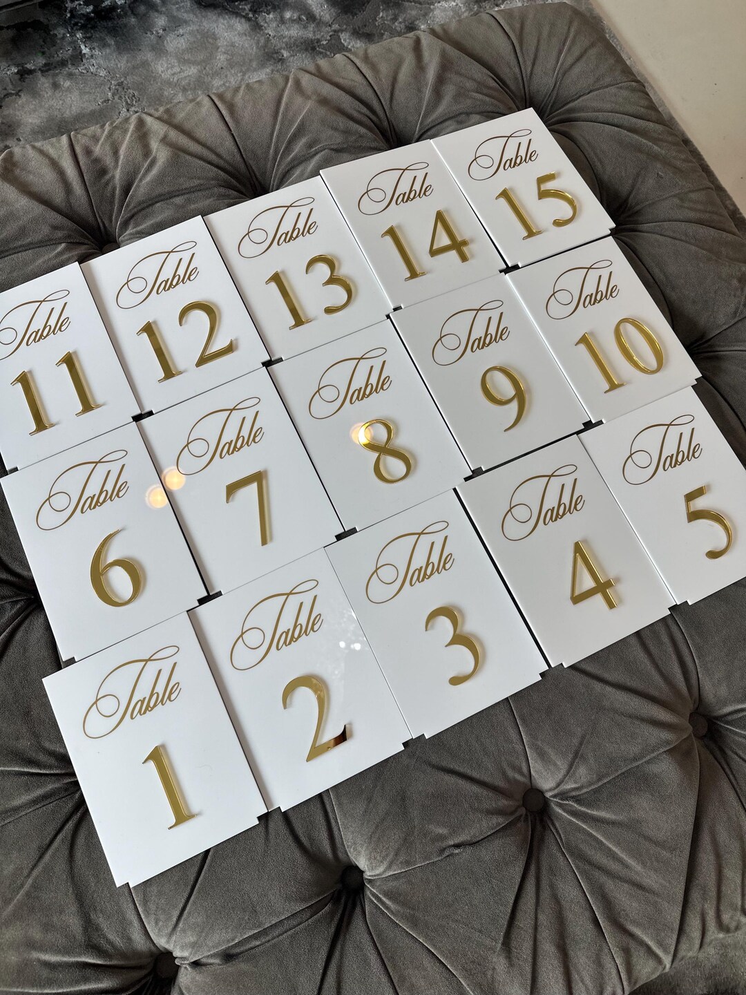 Acrylic Number Insert Acrylic Table Numbers With 3D Acrylic Numbers. White and Gold Table ...