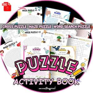 Printable Puzzle Bundle: Crossword, Maze & Word Search (Instant Download)