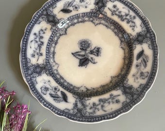 Antique 1860s Swedish RÖRSTRAND porcelain plate / SPERANZA pattern 1862-1883 / blue & white / floral transferware / display decor