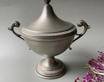 Vintage Italian Pewter Pedestal Bowl, Trophy Cup Style