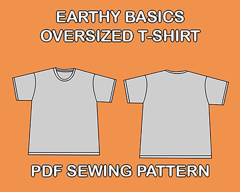 Oversized T-shirt Sewing Pattern S-XXL, Streetwear Unisex T-shirt Pattern, PDF A4 Pattern, Full Size Printable Pattern, Loose Fit T-shirt image 1