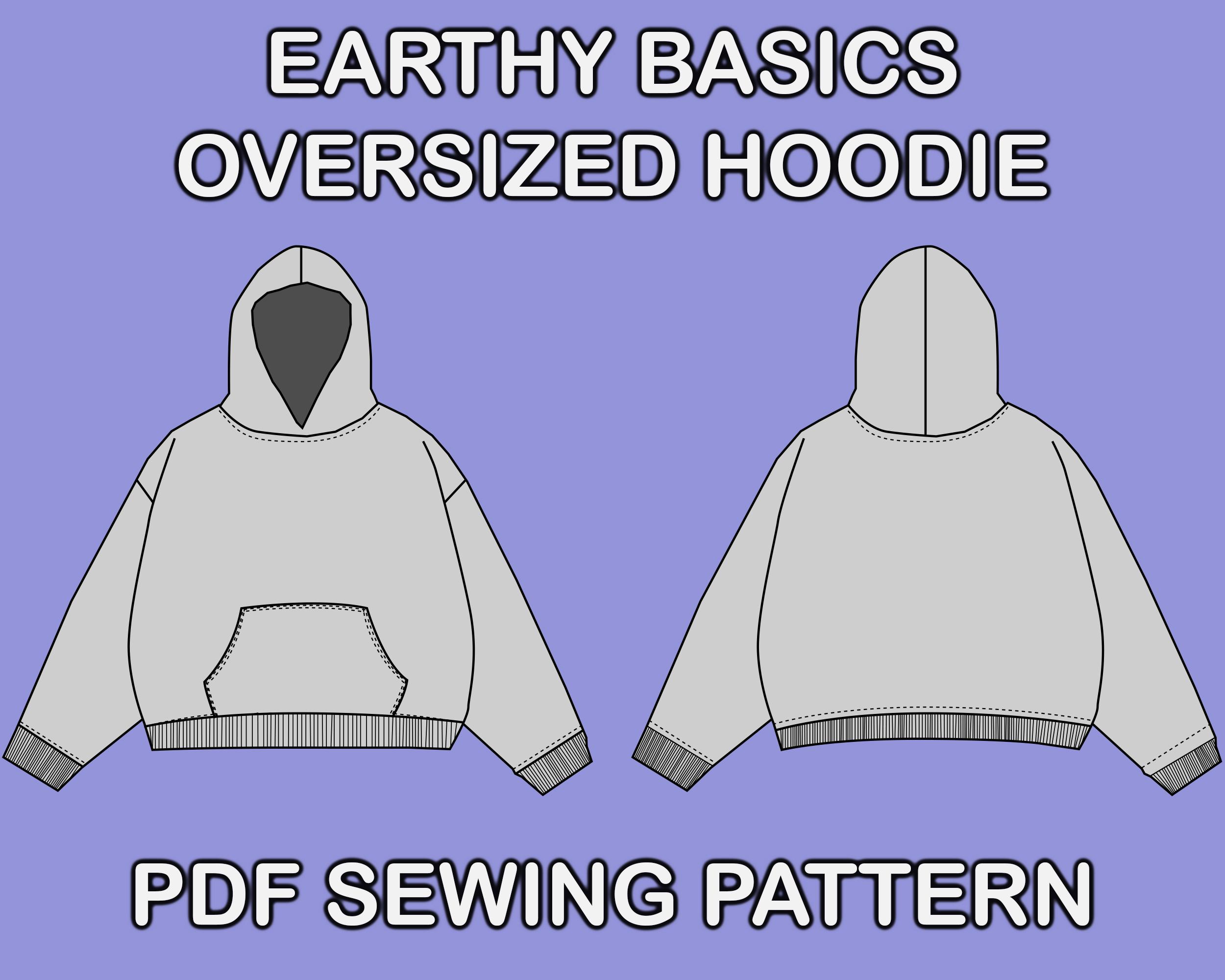 Oversized Hoodie PDF Sewing Pattern, Custom Hoodie Design, DIY