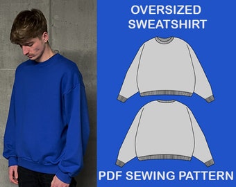 Oversized Sweatshirt PDF Sewing Pattern, Custom Crewneck Design, DIY Pattern, Instant Sewing Pattern, Streetwear Crewneck Pattern.