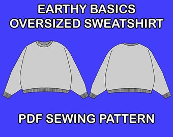 Oversized Crewneck PDF Sewing Pattern, Custom Long sleeve Design, DIY Pattern, Instant Sewing Crewneck Pattern, Streetwear Crewneck Pattern.