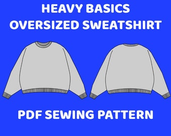 Oversized Crewneck PDF Sewing Pattern, Custom Long sleeve Design, DIY Pattern, Instant Sewing Crewneck Pattern, Streetwear Crewneck Pattern.