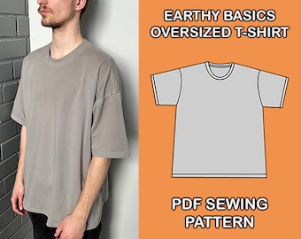 Oversized T-shirt Sewing Pattern S-XXL, Streetwear Unisex T-shirt Pattern, PDF A4 Pattern, Full Size Printable Pattern, Loose Fit T-shirt