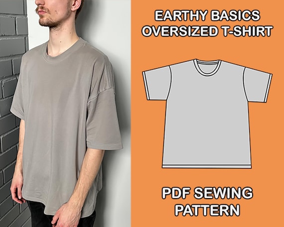 Oversized T-shirt Sewing Pattern S-XXL, Streetwear Unisex T-shirt Pattern, PDF A4 Pattern, Full Size Printable Pattern, Loose Fit T-shirt