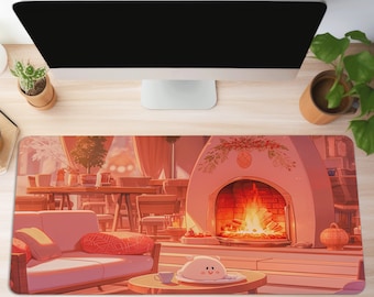 Kawaii Deskmat Cozy Gaming Decor, Cute Mouse Pad Anime Desk Pad, Long Mousepad Cozy Workspace, Lofi Desk Mat PC Neoprene Game Mat XL Large
