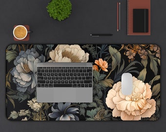 Floral Vintage Mousepad, Cottagecore Desk Mat Flower Mouse Pad, Botanical Deskmat Flower Computer Mat for Women, Cottage Core Mouse Pad XXL