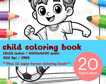 libro para colorear infantil ***"Bono gratuito: 10 imágenes de superhéroes"***
