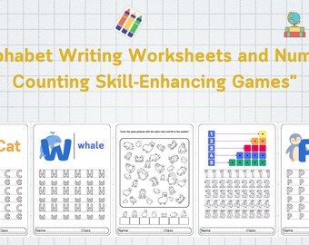 Hojas de trabajo para escribir el alfabeto y juegos para mejorar las habilidades de contar números