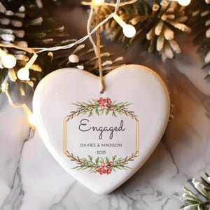 Personalized Engaged Ornament with Names & Year – Custom Engagement Keepsake Gift