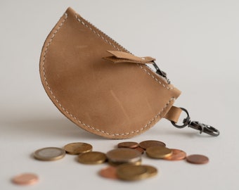 Pochette à monnaie en cuir véritable - Accessoire élégant et fonctionnel - Portefeuille en cuir