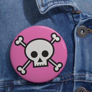 Pink Button Pins For Jean Jacket Lapel Buttons For Shirt Pin Badge Womens Clothing Accessory Mens Apparel Accessories Skull and Bones