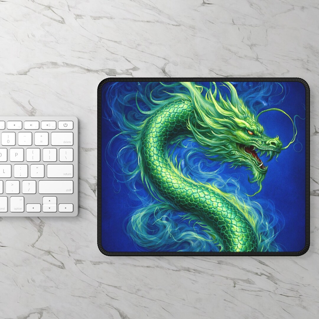 Gamer Mousepad Green Chinese Dragon Gaming Mouse Pad Fantasy Serpent ...