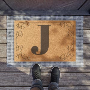 Front Doormat, Monogram Rug, Initial Letter J Rug, Outside Welcome Mat, Entryway Decor, Housewarming Gift Idea, Front Porch Accessories