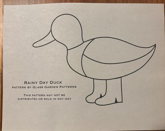 Rainy Day Duck Stained Glass Pattern, Digital Download Pattern, DIY Stained Glass Art, Animal Stained Glass Art, Hobby Pattern, PDF