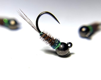 Black Bead Peacock Pheasant Tail Frenchie Tungsten Jig euro nymph (3 pack)