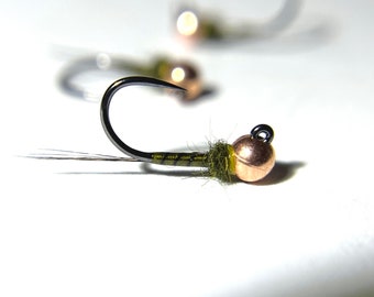 Thread Olive Quill BWO Drab Fly Jig Tungsten Euro Nymph (3 pack)