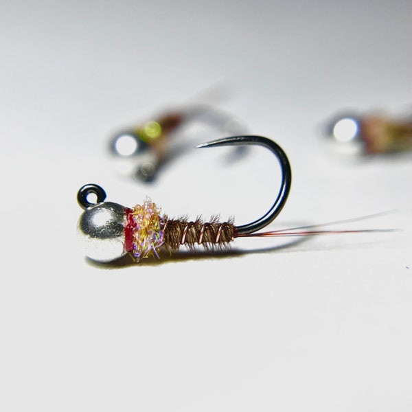 Pheasant Tail Frenchie Shrimp Pink Tungsten Jig euro nymph (3 pack)