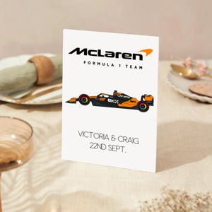 Custom F1 / Formula 1 / Racing Wedding Table Names / Table Numbers / Seating Table Names. Made to Order. 2025 & HISTORIC Designs AVAILABLE