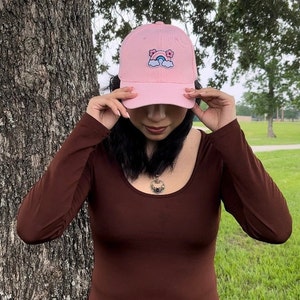 Baby Pink Rainbow Hat, Cute Preppy Girl Baseball Hat, Light Pink Dad Hat