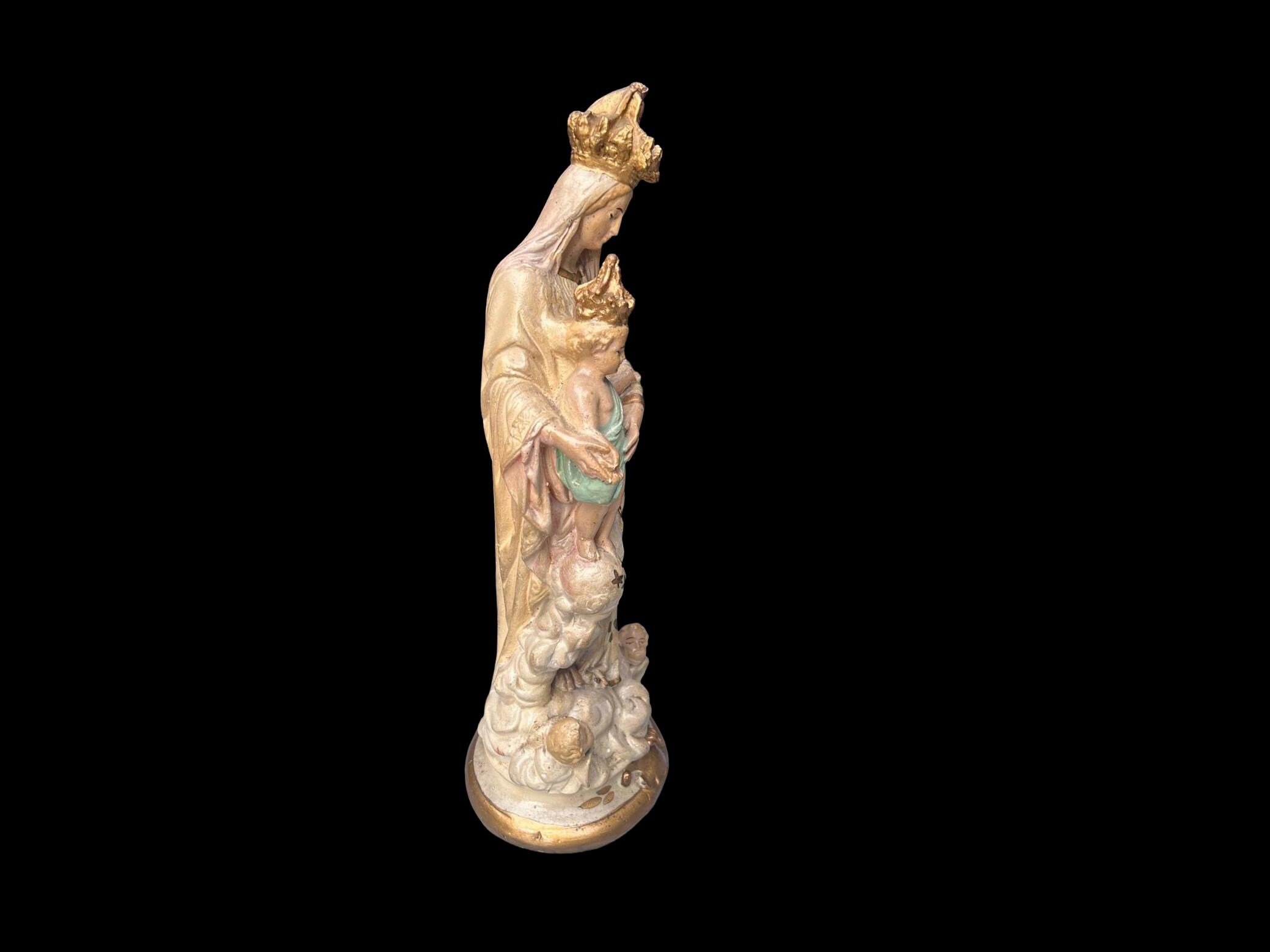 Antique Madonna Child Statue Notre Dame Des Victoires French Plaster ...
