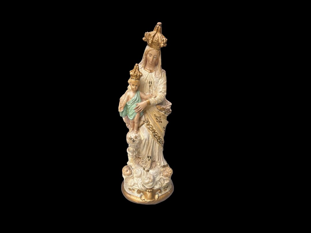 Antique Madonna Child Statue Notre Dame Des Victoires French Plaster ...