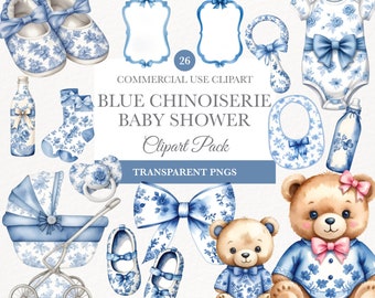 Toile de Jouy Clipart, Blue Toile Clipart Chinoiserie png, Francés Toil de Jouy Nursery Clipart, Baby Shower Clipart, Baby Boy Toy Clipart