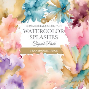 Watercolor Splatter Clipart, Abstract Background, Splashes Neutral Paint Splatter, Watercolor Splash Png, Brush Strokes