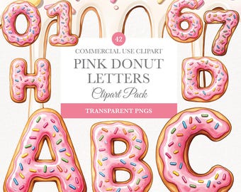 Donut Letters PNG, Cute Clipart for Kids Crafts, Digital Download, Sweet Sprinkles Alphabet for Parties