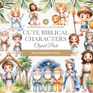 Clipart de personagens bíblicos, histórias bíblicas, clipart de Adão e Eva, png digital, clipart religioso, clipart de Jesus, design digital
