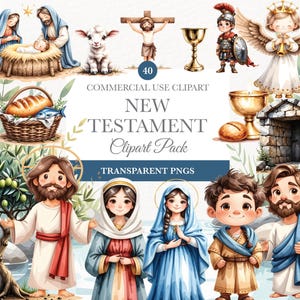 Bijbelse karakters clipart, bijbelverhalen, nieuwe testament clipart, religieuze illustraties, bijbelverhaal clipart bundel, aquarel bijbel mensen