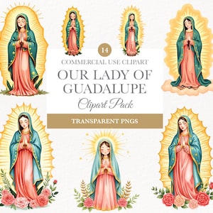 Vierge Marie avec des roses, téléchargement numérique PNG, art religieux pour l'artisanat, cadeau spirituel, Vierge Marie PNG, Vierge de Guadalupe avec des roses