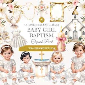 Clipart de Batismo, Uso Comercial, Clipart Religioso, Artesanato Digital, Rosário de Pomba para Batismo, Criação de Cartões, Pacote de Cliparts, Clipart Cristão