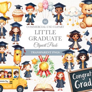 Clipart de remise des diplômes d'âge préscolaire, PNG pour l'obtention du diplôme d'enfants mignons, diplôme, chapeau de remise des diplômes, téléchargement numérique de la maternelle