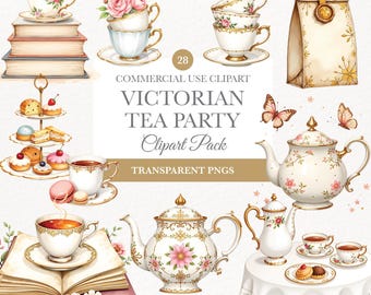 Victorian Teapot Clipart, Watercolor Tea Party, Vintage Floral Designs, Digital Download for Crafts, Vintage Teapot Clipart, Chic Tea Party